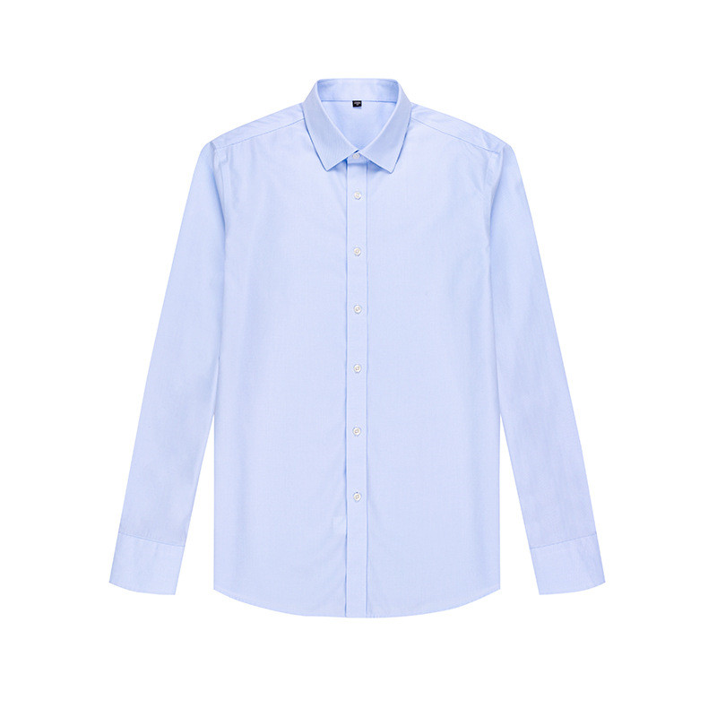 Ready to Ship 100% Cotton Men's Light Blue Twill Shirts Anti-wrinkle DP Non Iron Breathable Custom Dress Shirts For Men