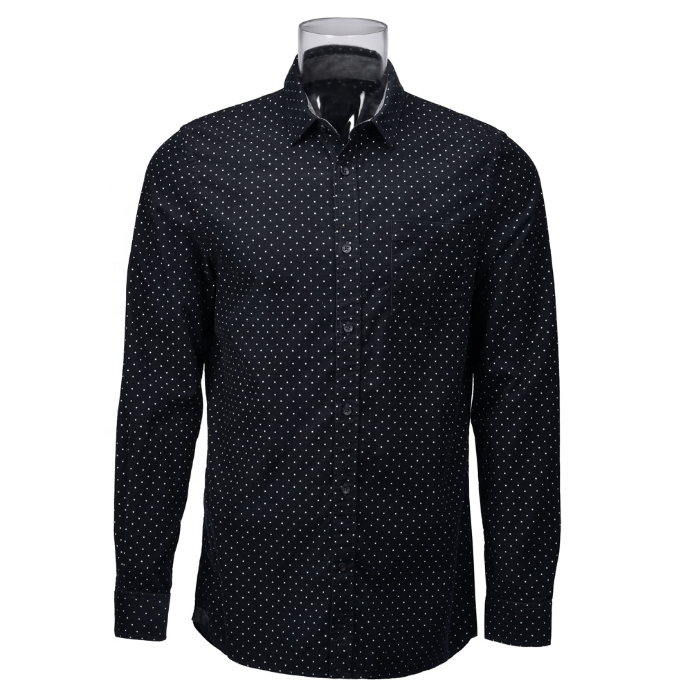 Men’s Corduroy Long Sleeve Shirt Dot Pattern Printed Corduroy Shirt For Men GTCW106889G1