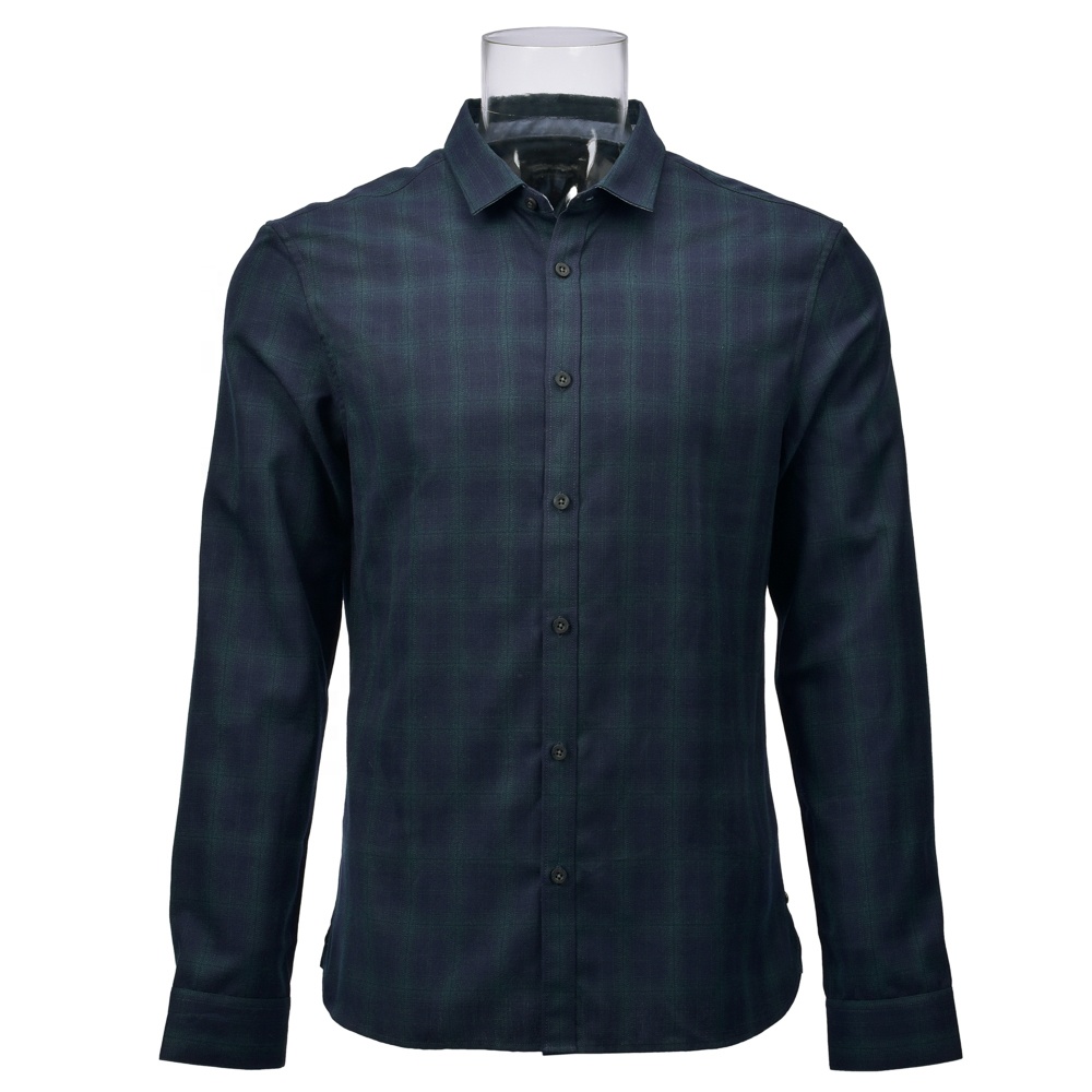 Men’s Fancy Check Shirt Viscose Brended Long Sleeve Green Check Shirt For Men GTCW106909G1