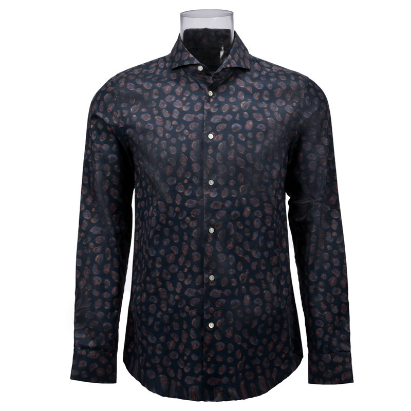 Men’s 100% BCI Cotton Print Long Sleeve Shirt Leopard Digital Print ...