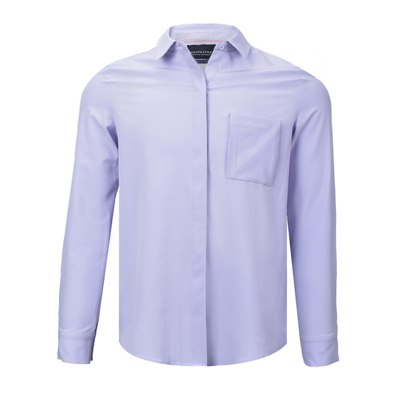 Men’s Solid Recycled Polyester Moisture Wicking Quick Dry Stain Resistance  Long Sleeve Shirt For Men GTCW107041G1