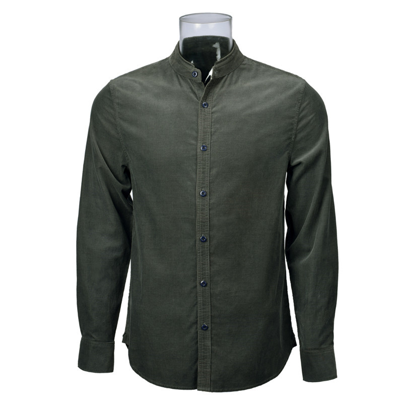 Men’s Shirt 100% Cotton Long Sleeve Solid Green Corduroy Casual Shirt For Men GTCW106880G1