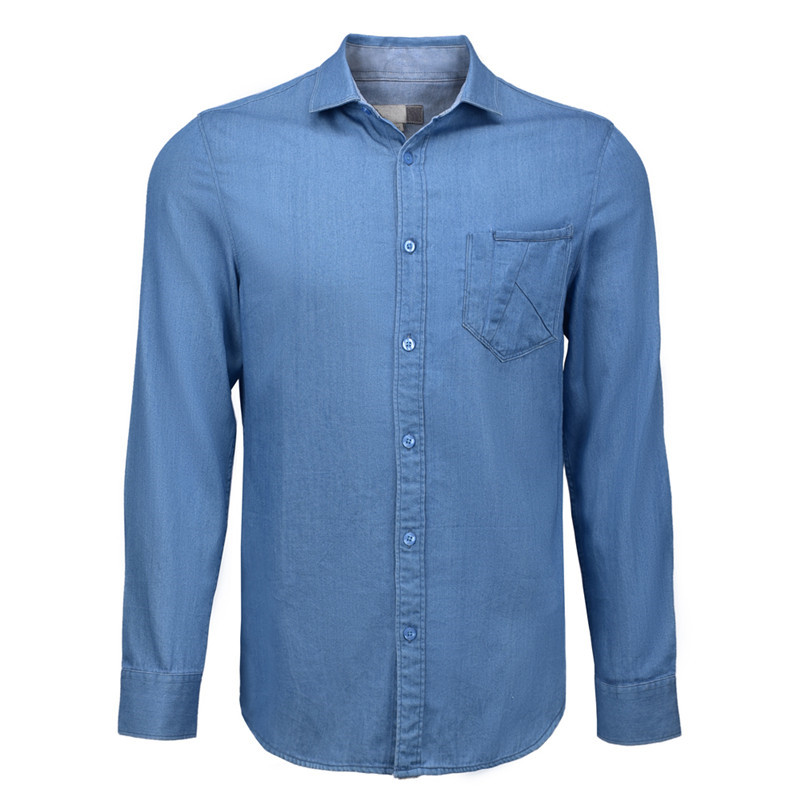 Men’s Denim Shirt 100% Cotton Long Sleeve Denim Shirt For Men GTCW107643G1