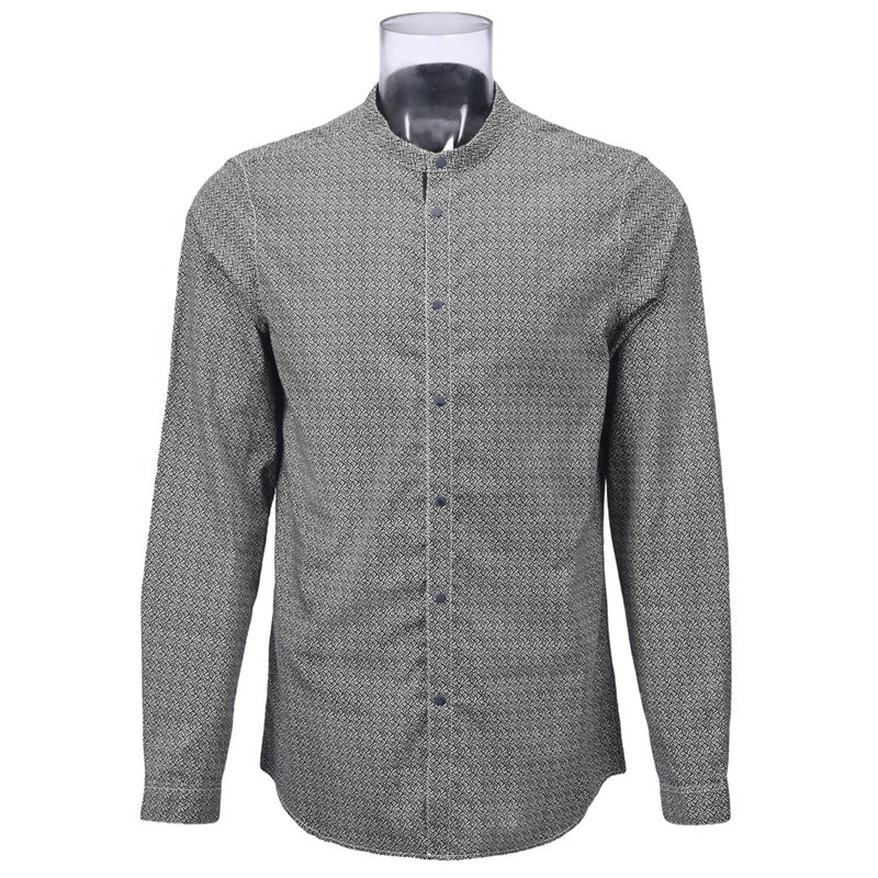 Men's Commercial Print Cotton Long Sleeve Shirt Geometric Print Shirt For Men