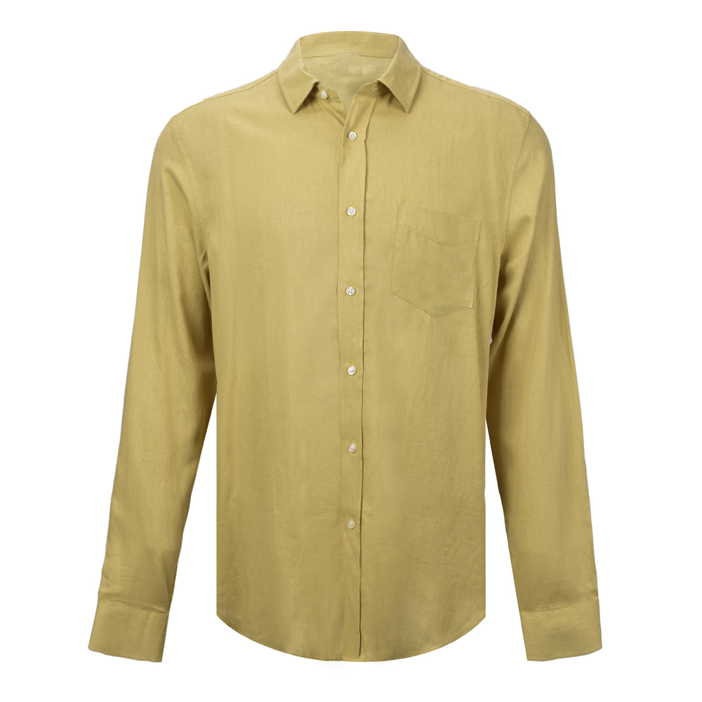 New Arrival Trendy Natural Beige 70%Viscose 30%Linen Men’s Shirt Casual Long Sleeve Shirt For Men GTCW107290G1