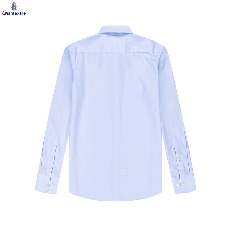 Ready to Ship 100% Cotton Men's Light Blue Twill Shirts Anti-wrinkle DP Non Iron Breathable Custom Dress Shirts For Men