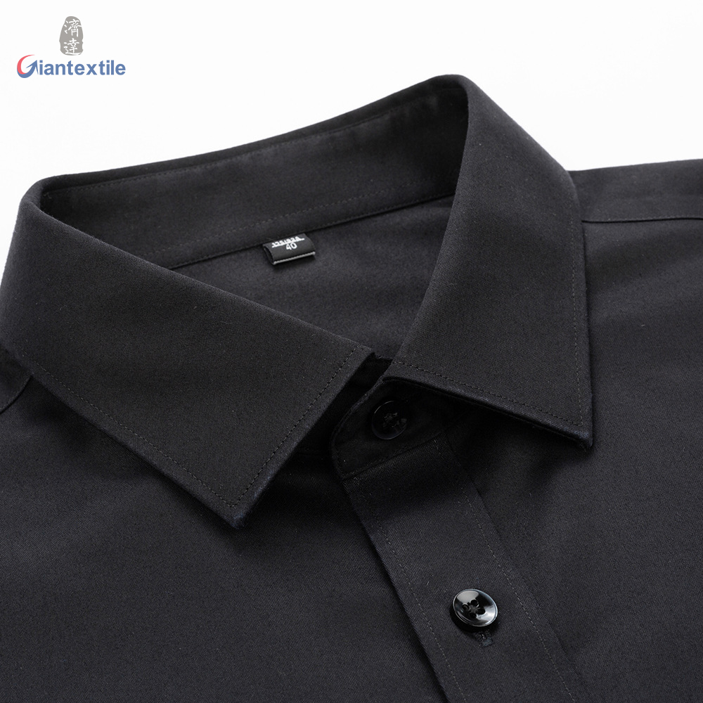 RTS Men's Spandex Cotton Solid Fine Dobby Business Formal Shirt Anti-wrinkle Non Iron Dress Shirt For Men