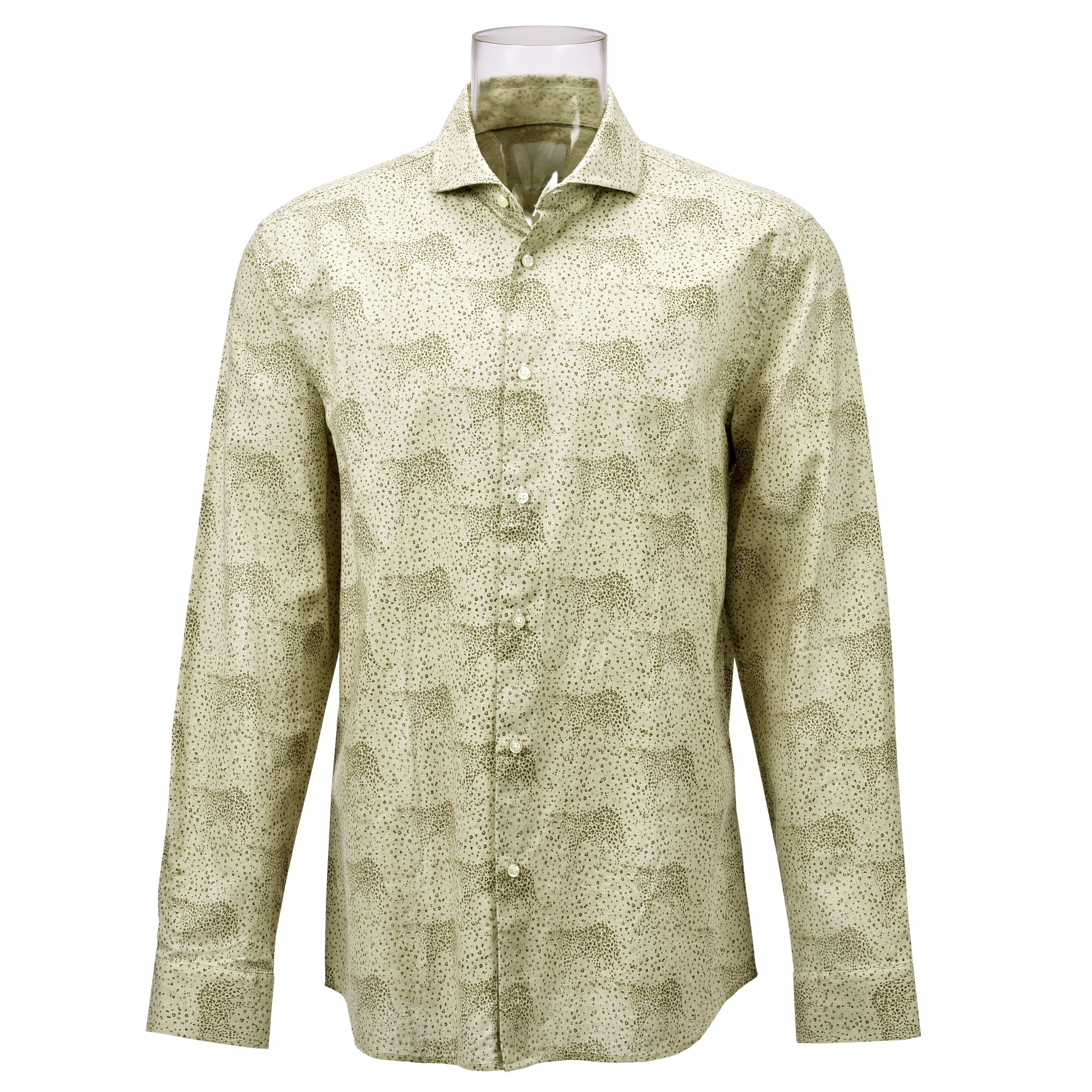 Men’s Shirt Cotton Linen Blended Long Sleeve Leopard Printed Shirt For Men GTCW106541G1