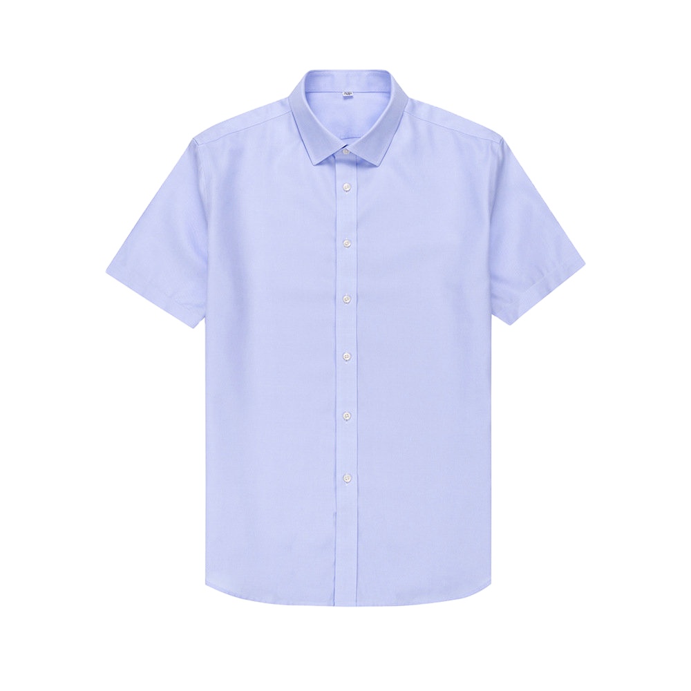 Ready to Ship 100% Cotton Men's Sky Blue Twill Shirts Short Sleeve DP Non Iron Custom Dress Shirts For Men