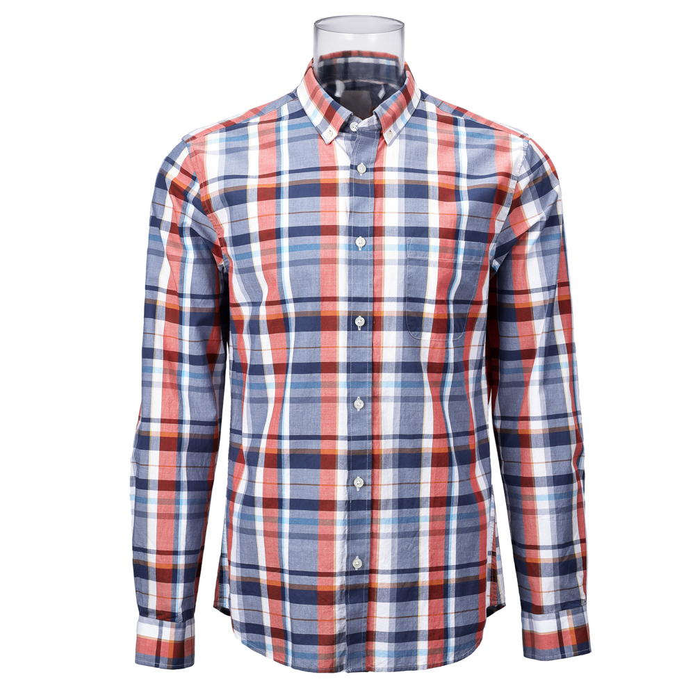 Men’s Sustainable Shirt 100% BCI Cotton Long Sleeve Check Shirt For Men GTCW106714G1