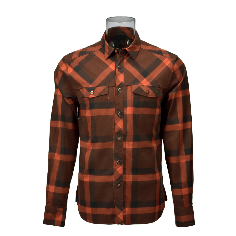 Men’s Long Sleeve Yarn Dyed Red Check Shirt With Sustainable Organic Cotton and Spandex Blended For Men GTCW106178G1 Featured Image