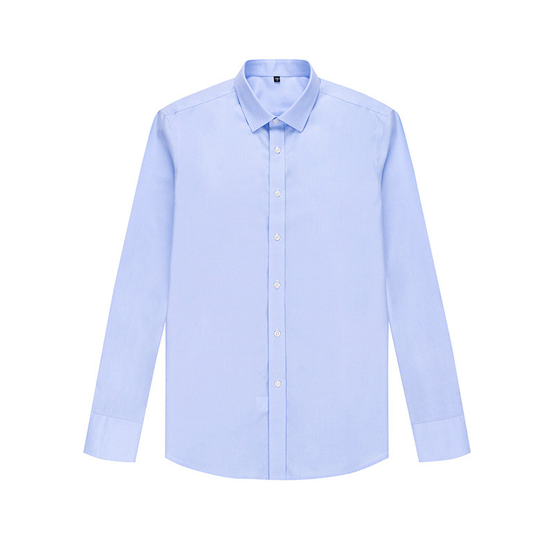 Ready to Ship 100% Cotton Men's Solid Light Blue Twill Shirts Anti-wrinkle DP Non Iron Custom Dress Shirts For Men