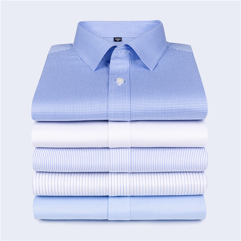 Ready to Ship 100% Cotton Men’s Shirt White And Blue Plaid Long Sleeve Shirts Non Iron Custom Tuxedo Shirts For Men DPYS-2025 Featured Image