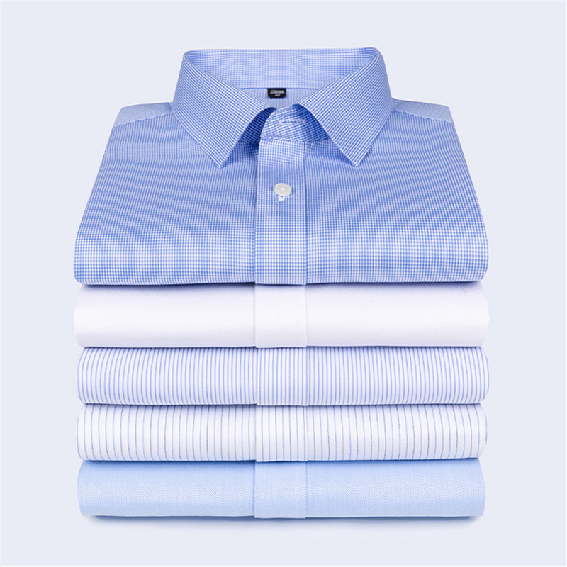 Ready to Ship 100% Cotton Men’s Shirt White And Blue Plaid Long Sleeve Shirts Non Iron Custom Tuxedo Shirts For Men DPYS-2025