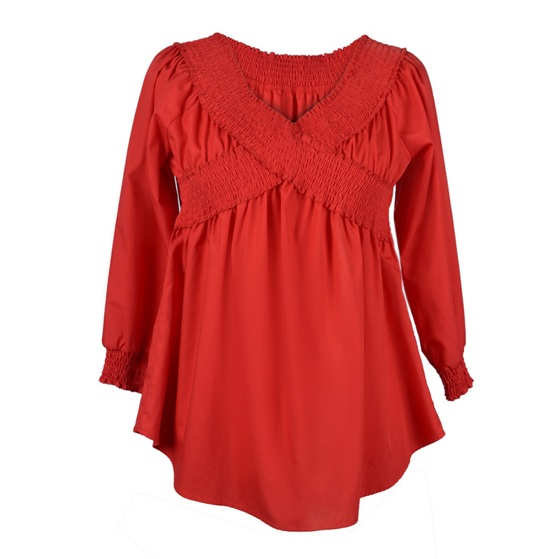 2021 New Fashion Funky Long Sleeve Red Comfy Elegant Solid Women's Sexy  Shirt