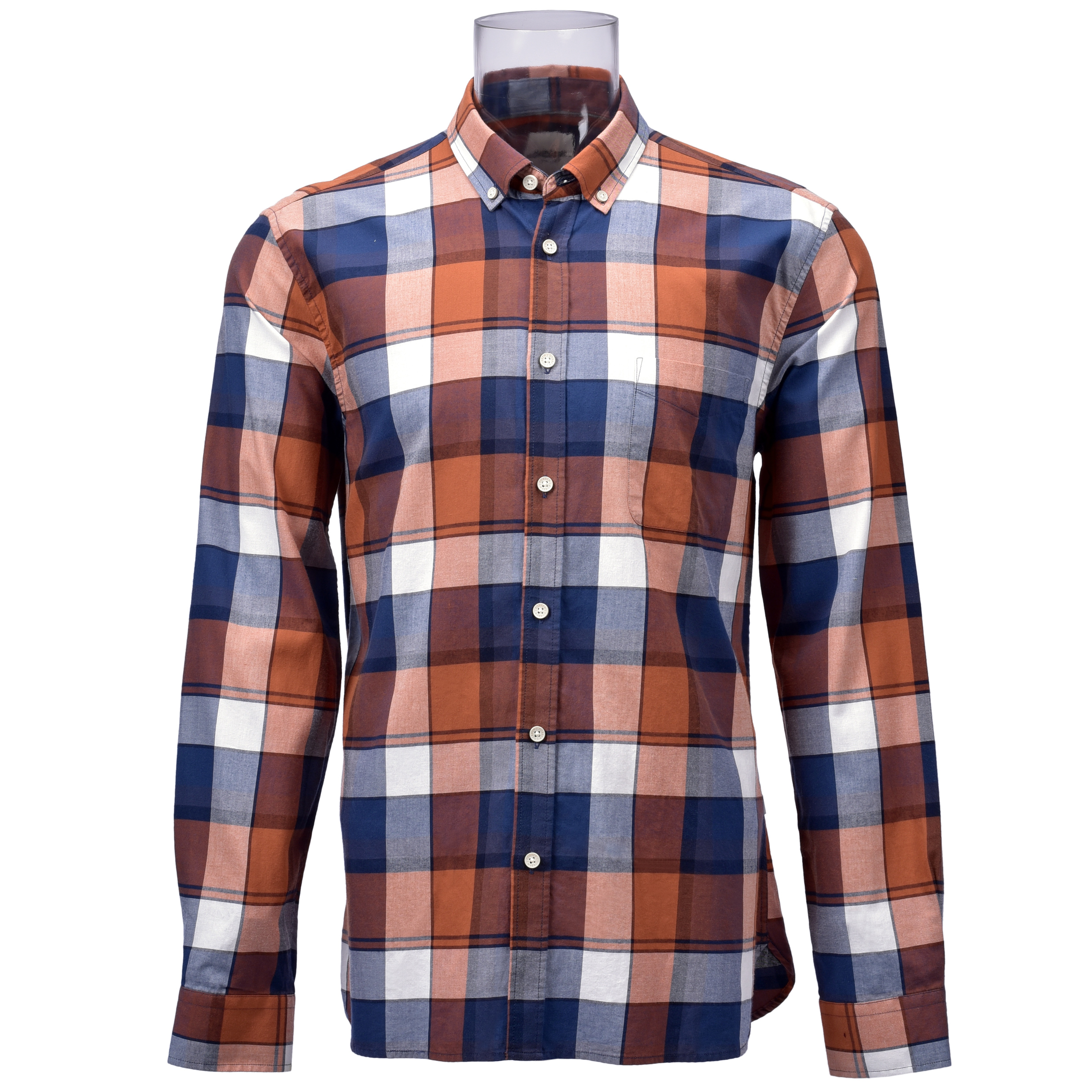 Men's Sustainable Shirt 100% BCI Cotton Long Sleeve Check Shirt For Men