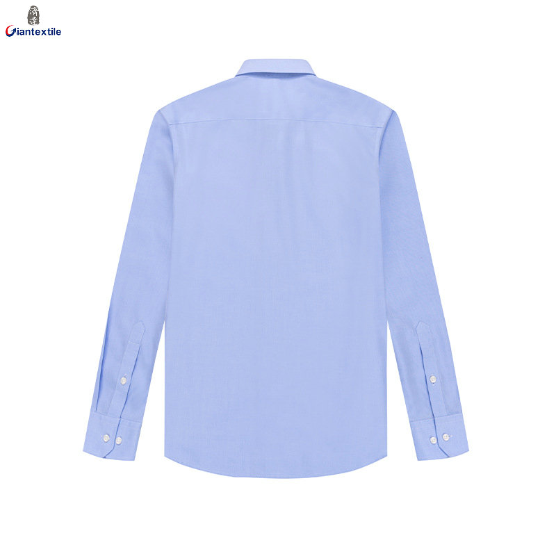 RTS 100% Cotton Men's Solid Blue Twill Business Formal Shirt Anti-wrinkle Non Iron Dress Shirt For Men