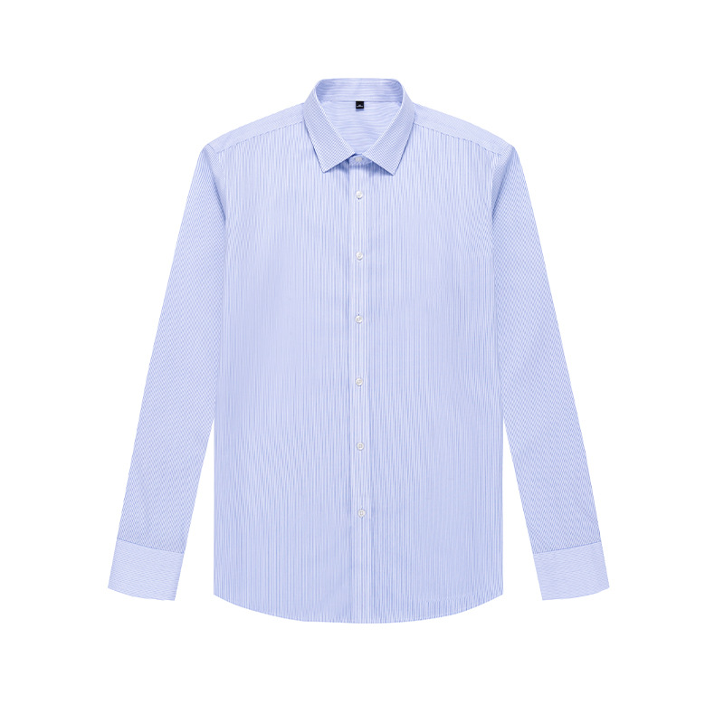 Ready to Ship 100% Cotton Men's Blue and White Striped Shirts Long Sleeve DP Non Iron Custom Dress Shirts For Men