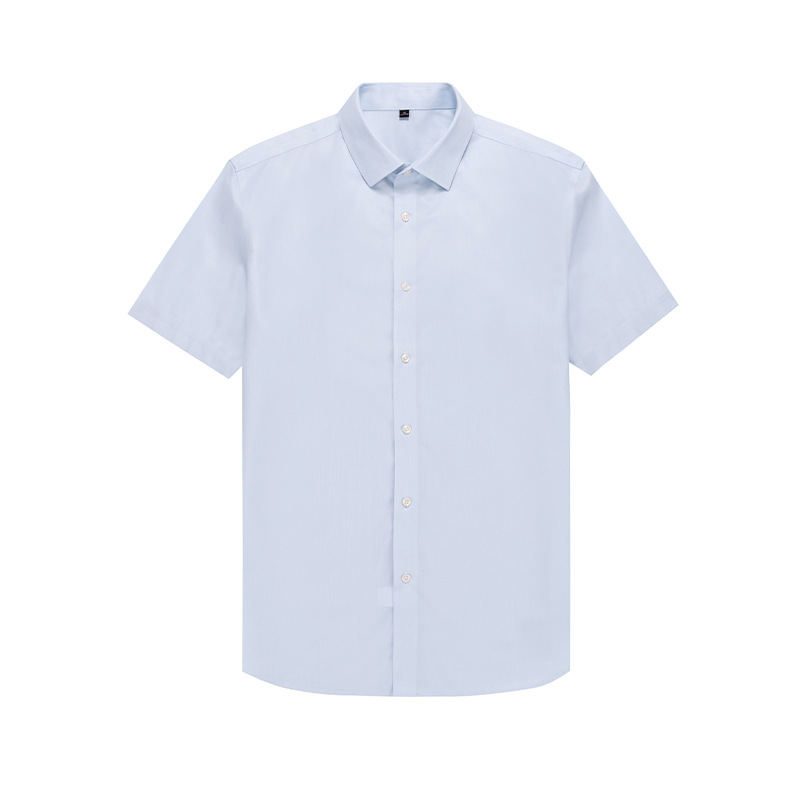 RTS 100% Cotton Men's Solid  Mini Fine Dobby Business Formal Shirt Short Sleeve Non Iron Dress Shirt For Men
