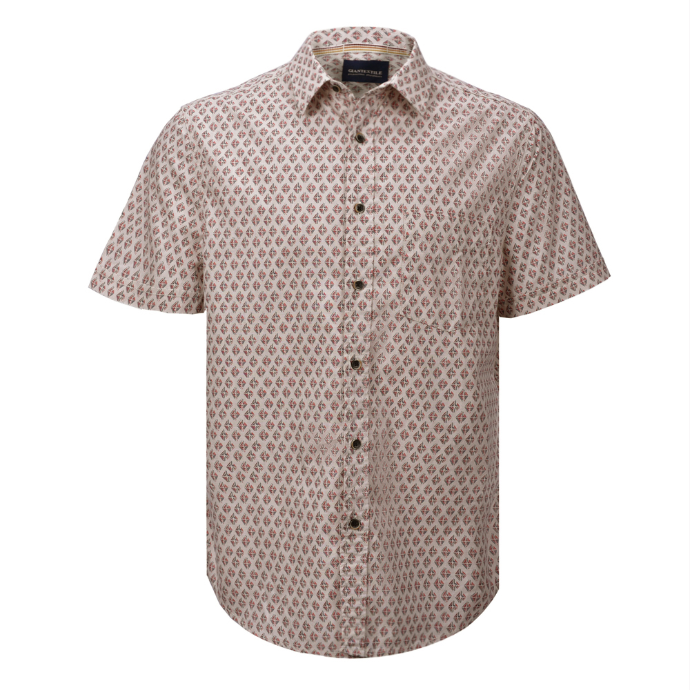Hot sale latest design custom made summer short sleeve cotton hawaii Geometric men shirts GTCW107679G1