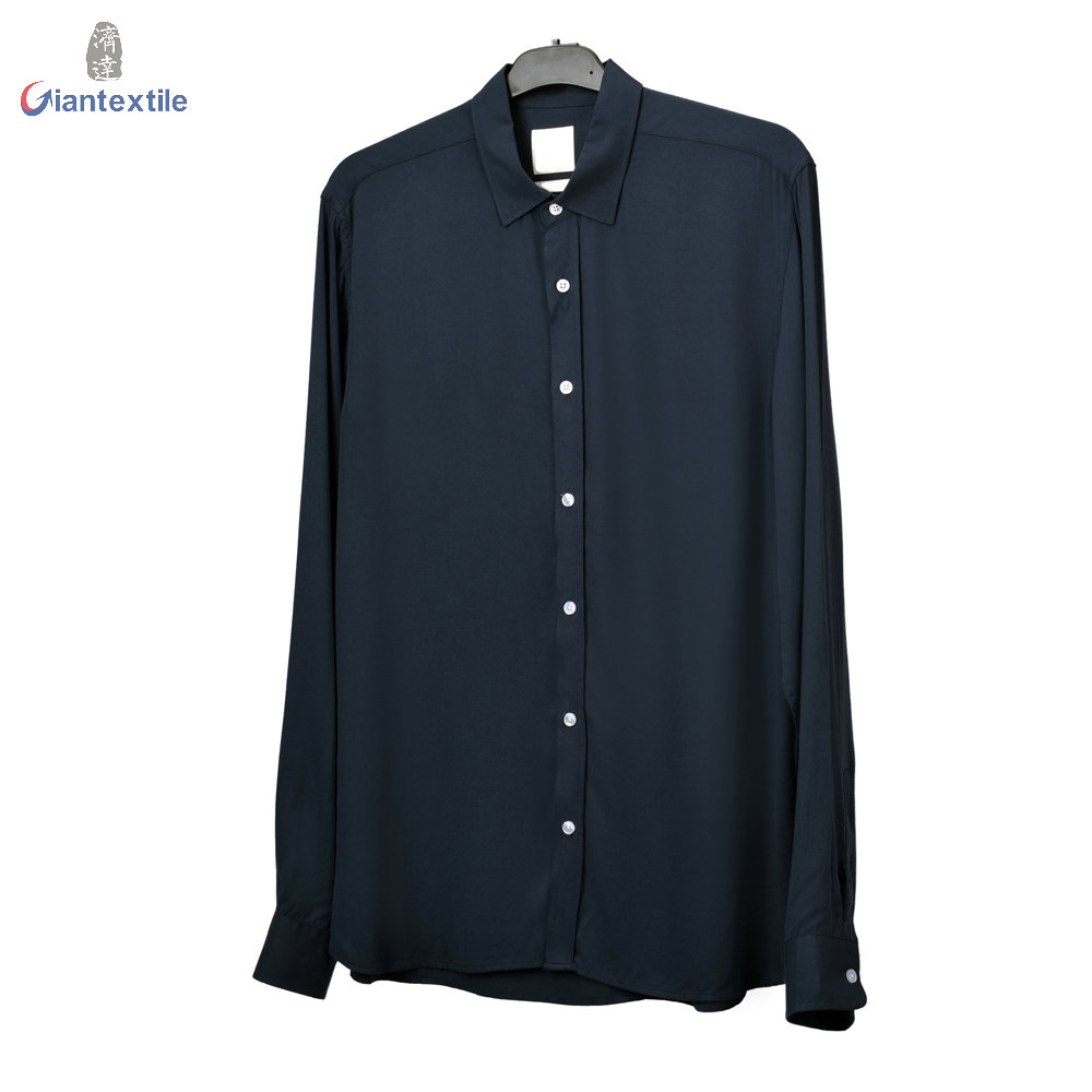 Men’s Long Sleeve Dark Blue Shirt With Sustainable 100% Ecovero For Men GTCW106815G1