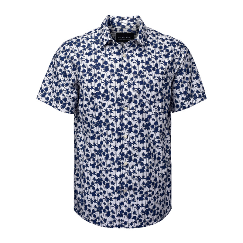 Men’s Print Shirt 100% Cotton Short Sleeve Florald Normal Print Shirt For Men GTCW107665G1