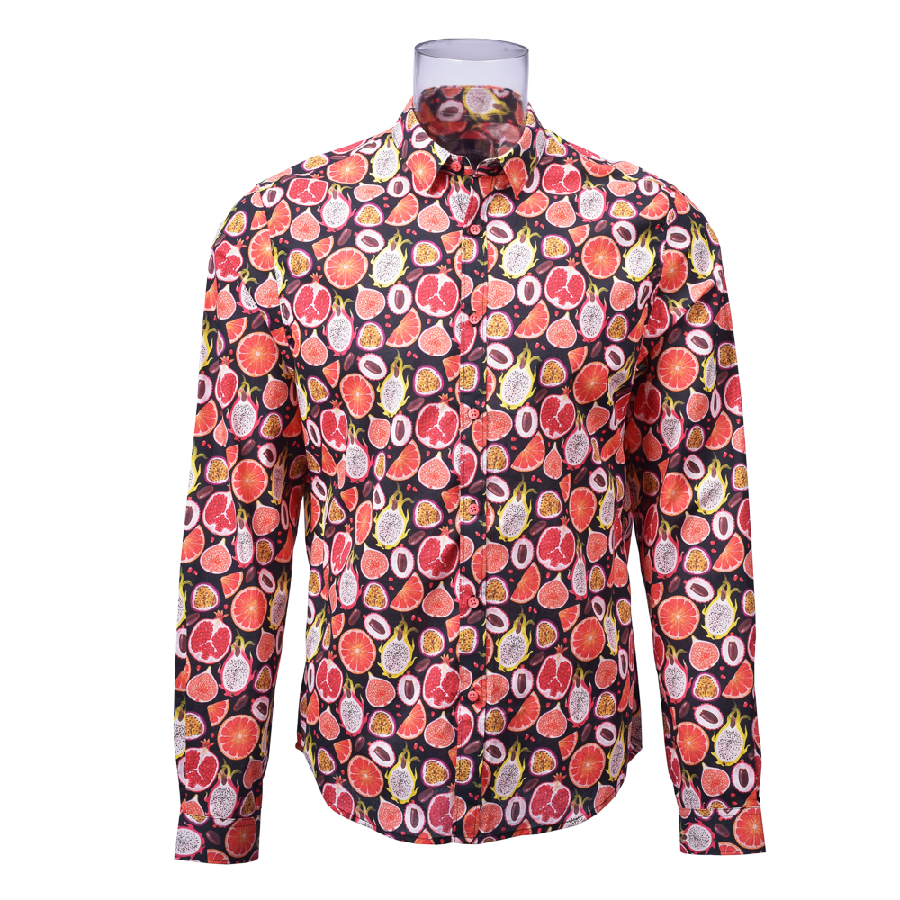 Men’s Print Shirt 100% Cotton Long Sleeve Fruit Digital Print Shirt For Men GTCW20190910-02G1