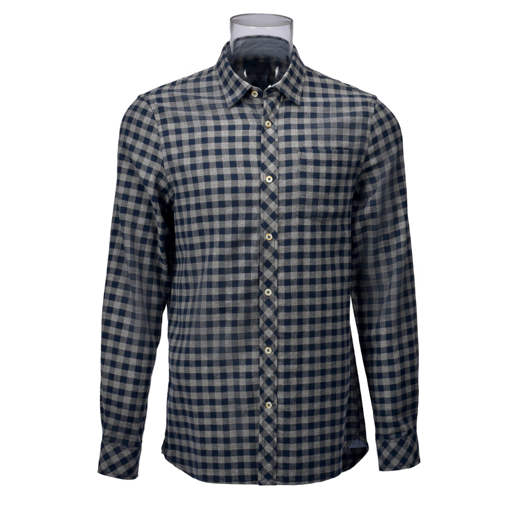 Men’s Long Sleeve Yarn Dyed Grey Check Shirt With Sustainable 100% Organic Cotton For Men GTCW106886G1