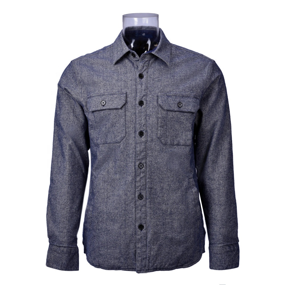 Winter Men’s 100% Cotton Shirt Flannel Long Sleeve Solid Shirt Men’s Shirt Jacket GTCW106254G1