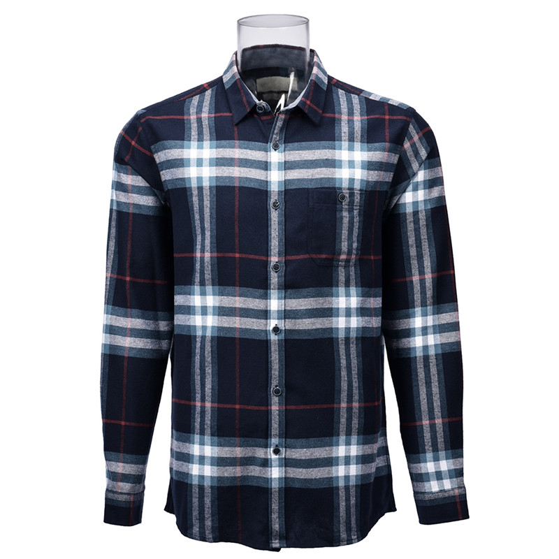 Wholesale Men’s Sustainable Shirt Recycled Cotton Polyester Blended Long Sleeve big Plaid Shirt For Men GTCW106594G1