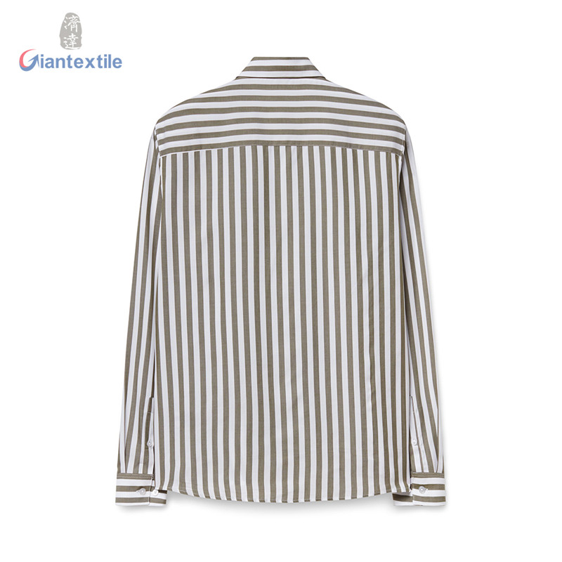 Men’s Casual Shirt  100% Lyocell Yarn Dyed  Twill Striped Long Sleeve Shirt For Men GTCW107583G1