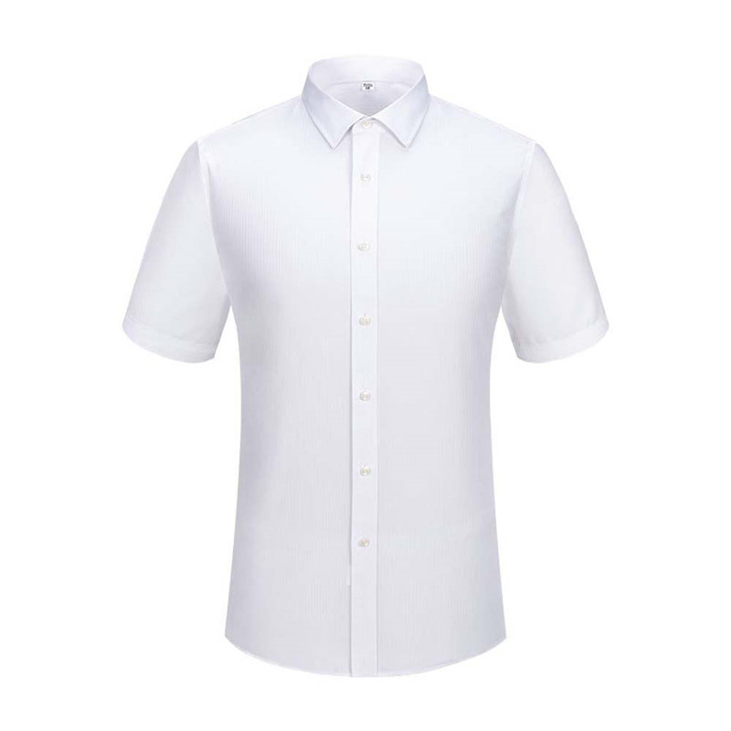 Ready to Ship Non Iron Men's Cotton Solid White Shirts Short Sleeve Wrinkle Free Custom Dress Shirts For Men