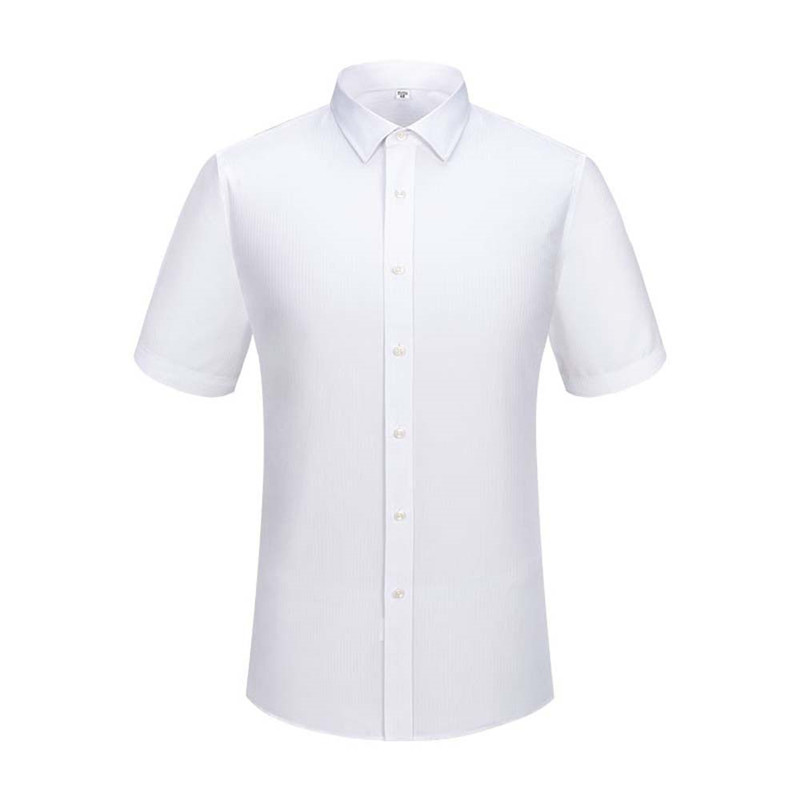 RTS Non Iron Men's Cotton Solid White Business Formal Shirt Short Sleeve Wrinkle Free Dress Shirt For Men