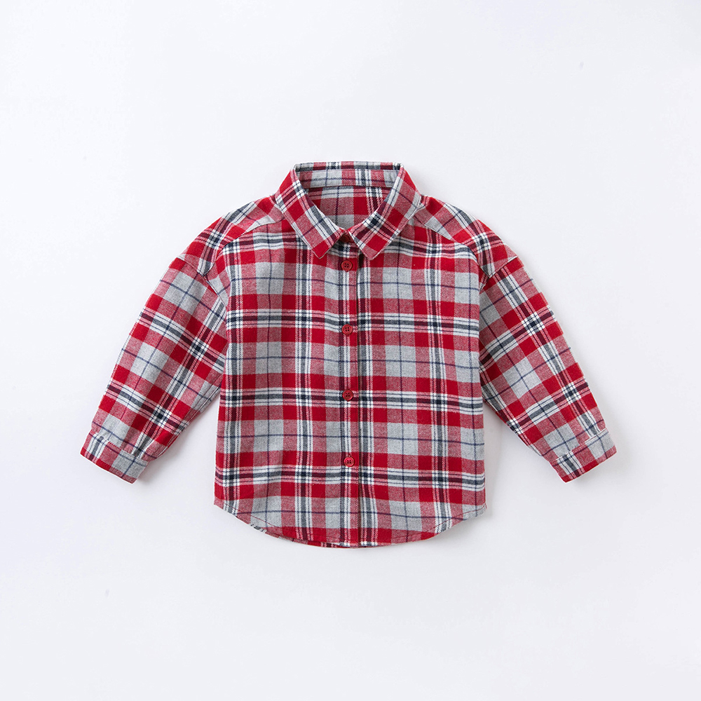 New Fall 2021 Kids' Cotton Casual Flannel Kids' Check Girls' Long-sleeved Shirt