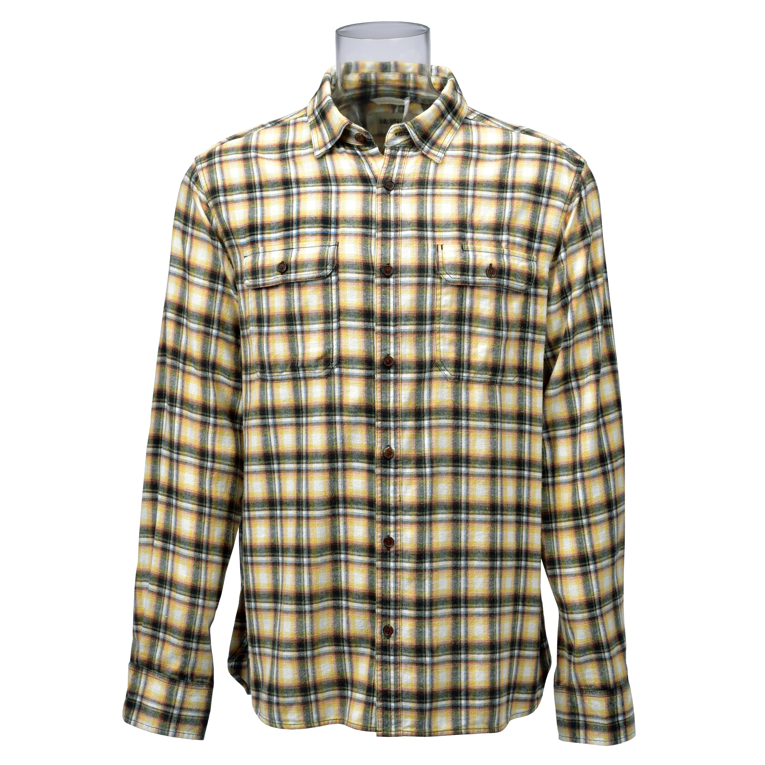 Men’s Shirt 100% Cotton Long Sleeve Yellow and Pink Check Casual Flannel Shirt For Men GTCW106850G1