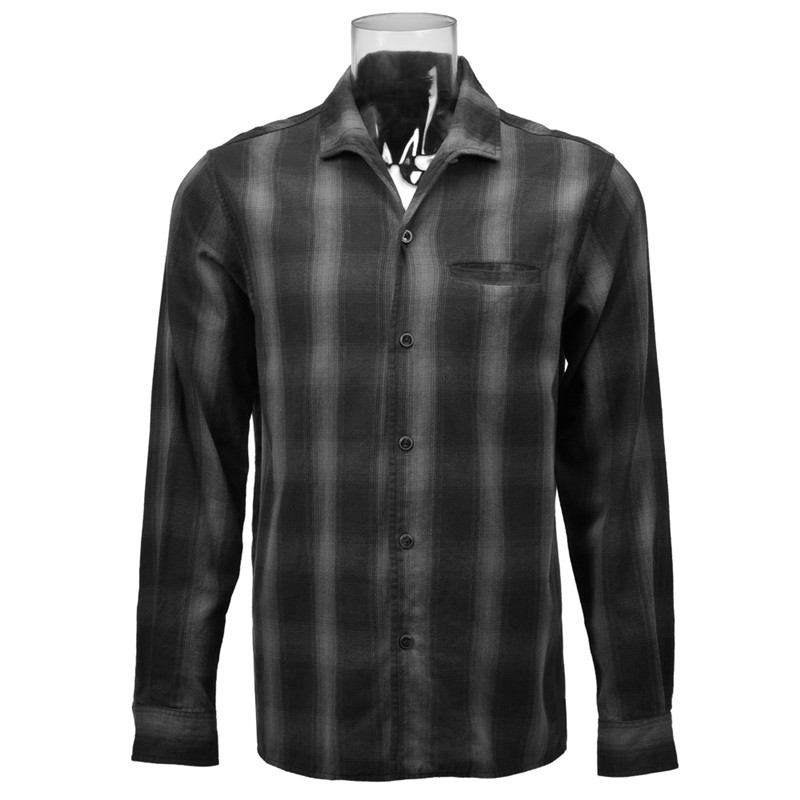 Men’s 100% Cotton Flannel Long Sleeve Shirt Dark Gray Big Check Shirt For Men GTCW107421G1
