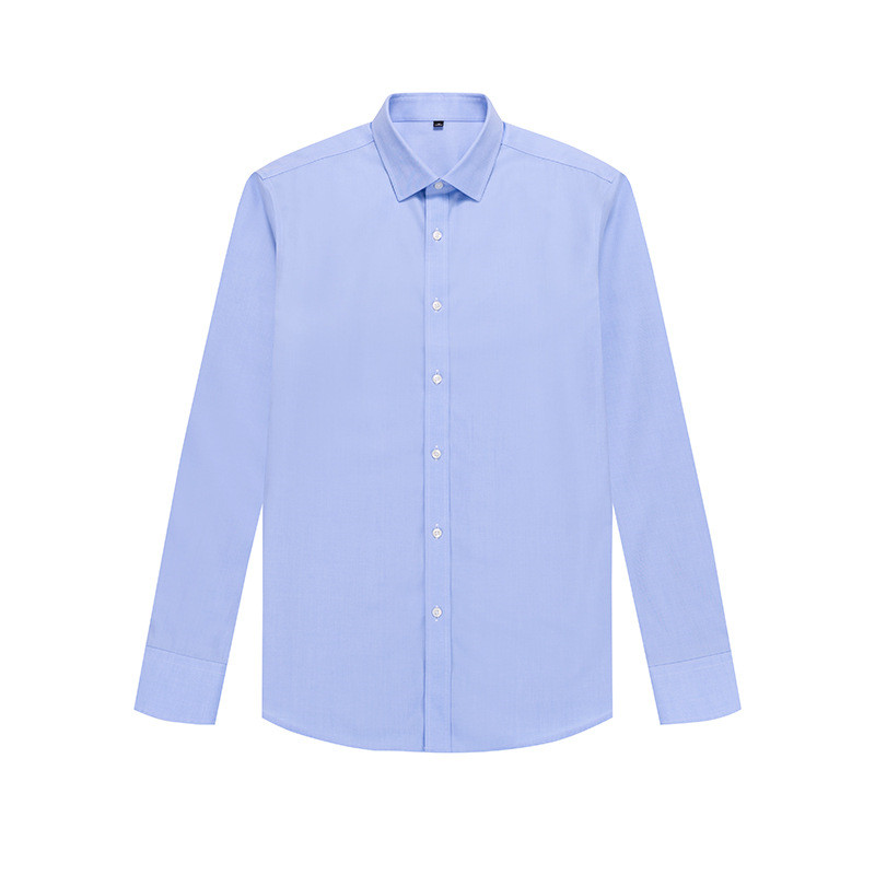 Ready to Ship 100% Cotton Men's Solid Blue Twill Shirts Long Sleeve DP Non Iron Custom Dress Shirts For Men