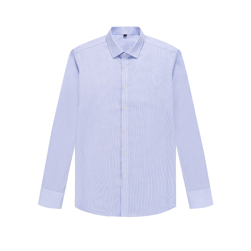 Ready to Ship 100% Cotton Men's Blue Fine Striped Shirts Anti-wrinkle DP Non Iron Breathable Custom Dress Shirts For Men