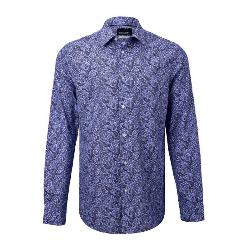Men’s Print Shirt 100% BCI Cotton Long Sleeve BlueFloral Normal EOE ...