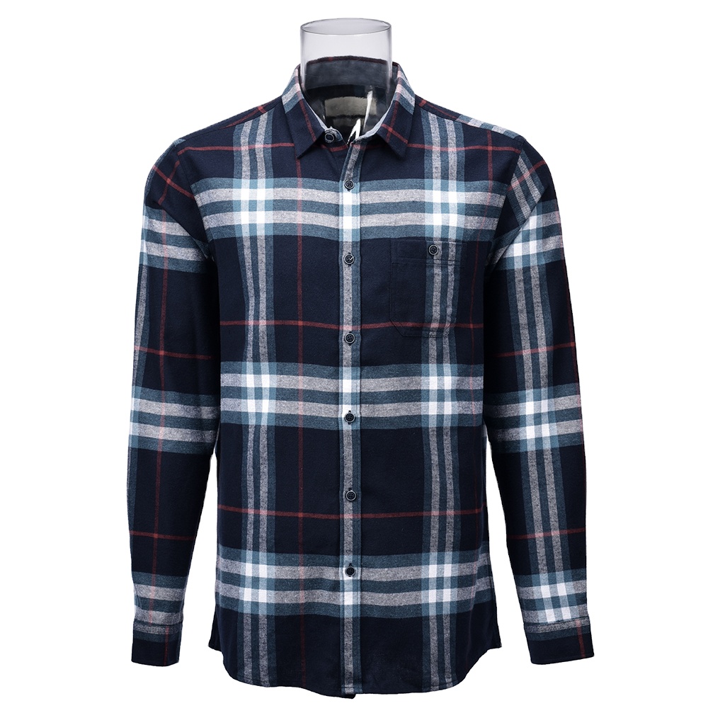 Trendy Men’s Sustainable Shirt Recycled 100% BCI Cotton Polyester Blended Long Sleeve Check Shirt For Men GTCW106594G1