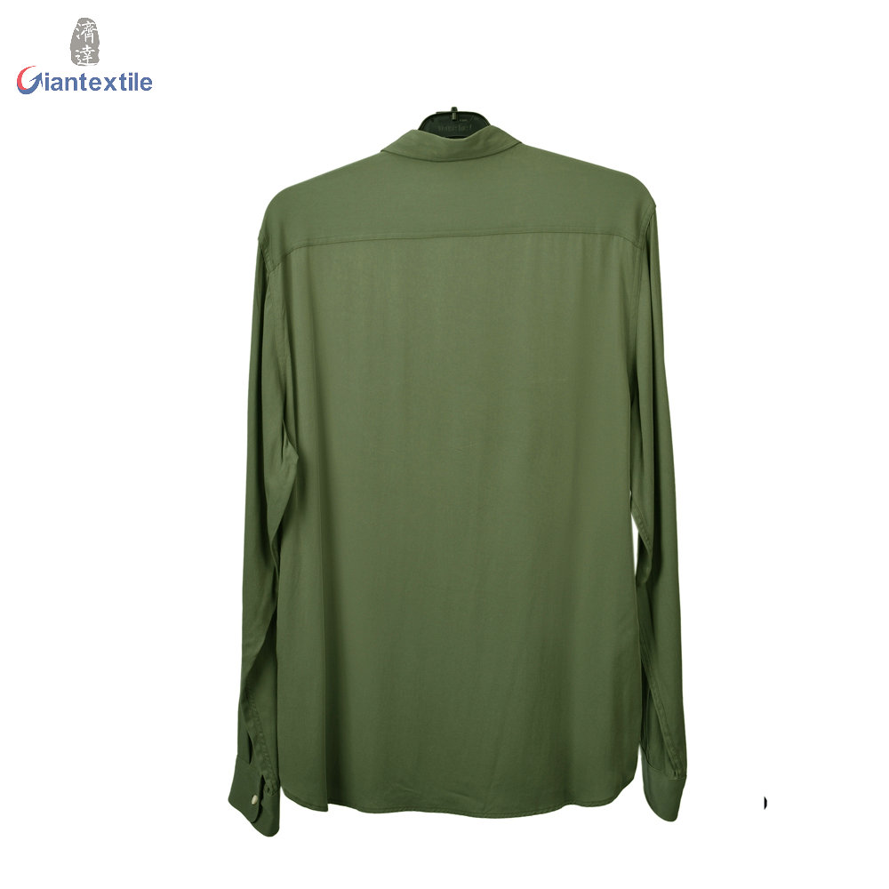 Men’s Long Sleeve Army Green Shirt With Sustainable 100% Ecovero For Men GTCW106814G1