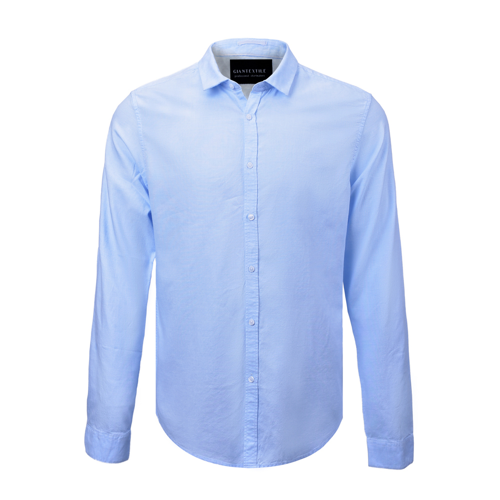 Men’s Shirt Cotton/Lyocell Long Sleeve Solid Casual Shirt For Men GTCW107631G1