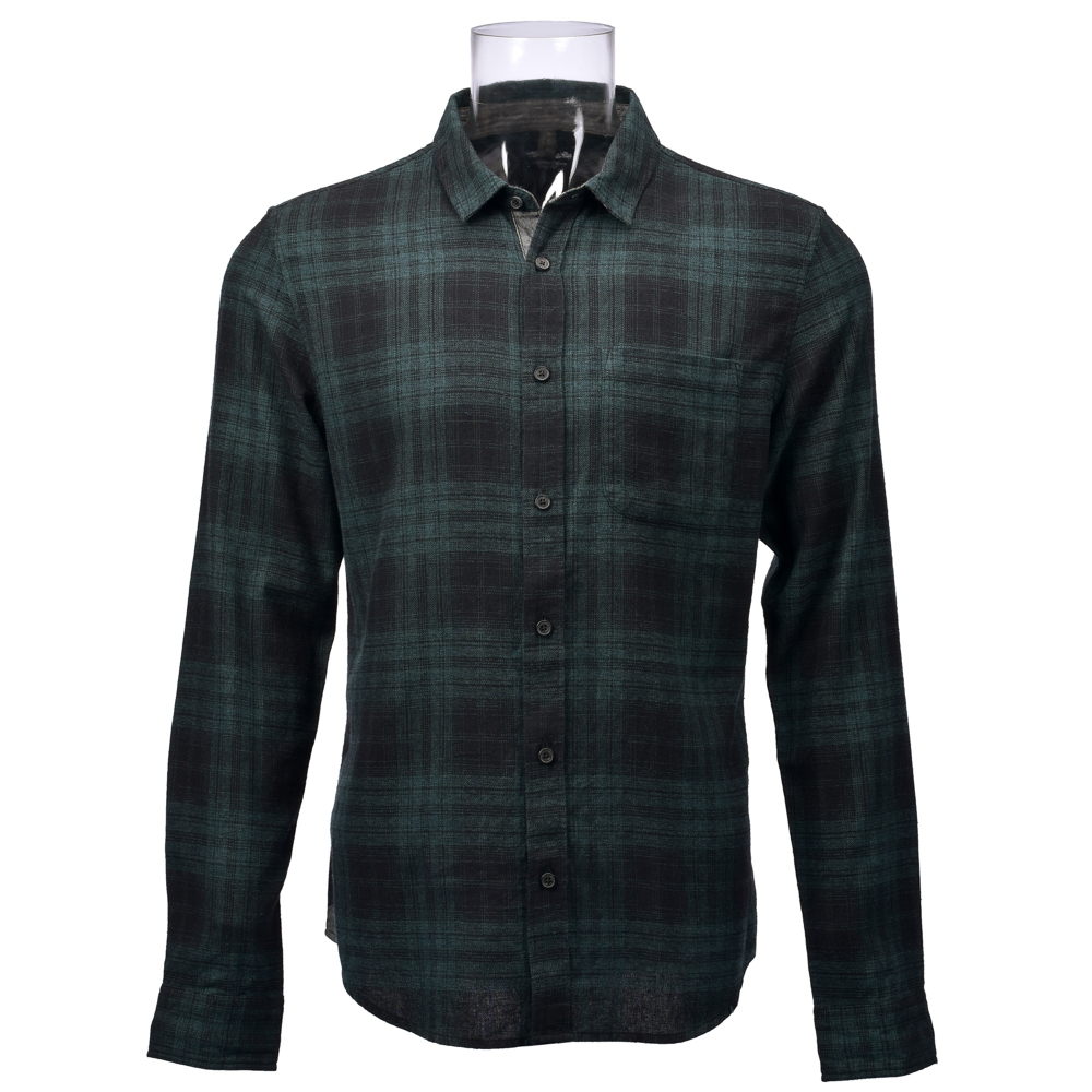 Men’s Shirt 100% Cotton Long Sleeve Green Tartan Check Flannel Shirt For Men GTCW107430G1