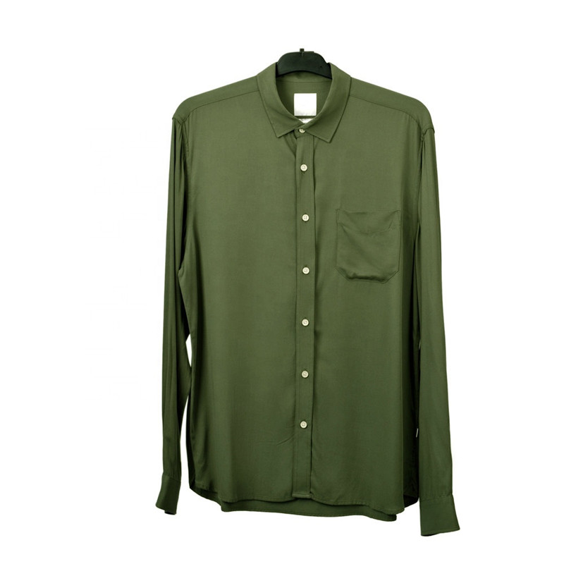Men’s Long Sleeve Army Green Shirt With Sustainable 100% Ecovero For Men GTCW106814G1