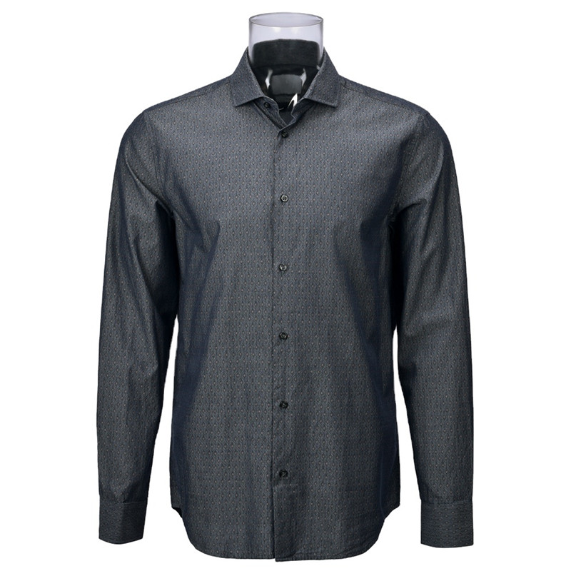 Big Size OEM Logo Premium Men’s Sustainable Shirt Pure BCI Cotton Geometric BCI Cotto Print Shirt For Men GTCW107085G1