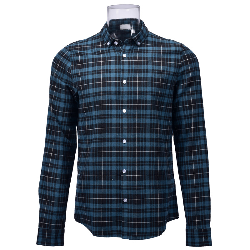 Men’s Shirt 100% Cotton Long Sleeve Check Casual Flannel Shirt For Men GTCW106846G1