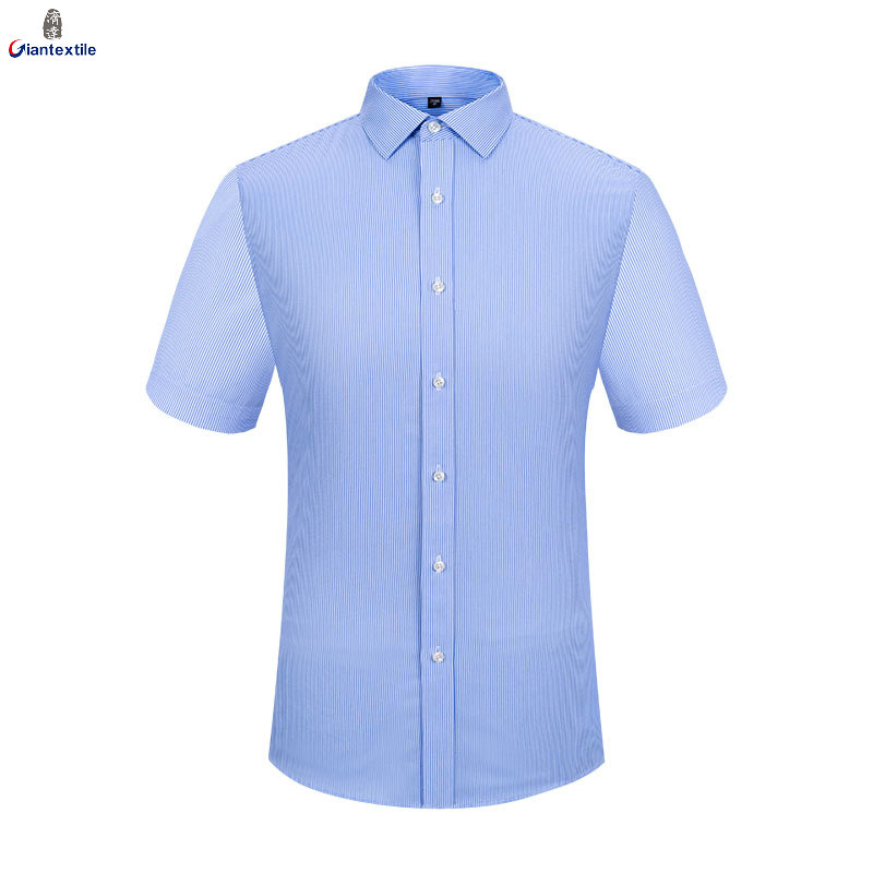 Ready to Ship 100% Cotton Men's Blue White Striped Twill Shirts Short ...