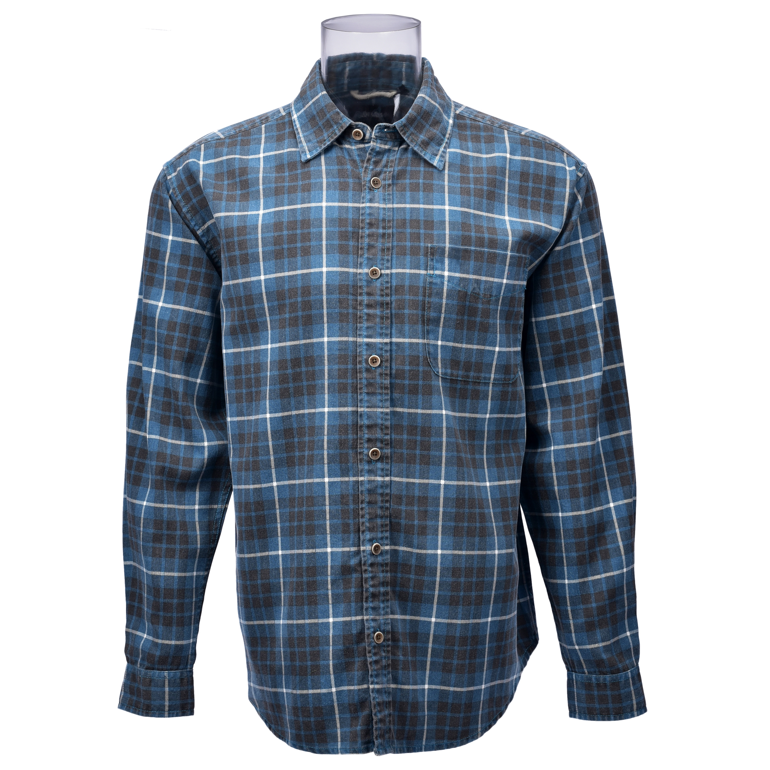 Versatile Durable Men’s Print Shirt Teal and Orange Tartan Check Print Shirt For Men with Casual Faded Effect GTCW107256G1