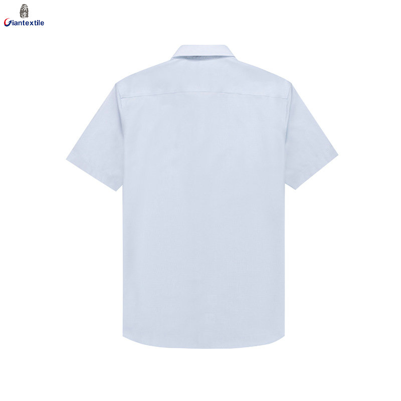 Ready to Ship 100% Cotton Men's Solid  Mini Fine Dobby Shirts Short Sleeve DP Non Iron Breathable Custom Dress Shirts For Men