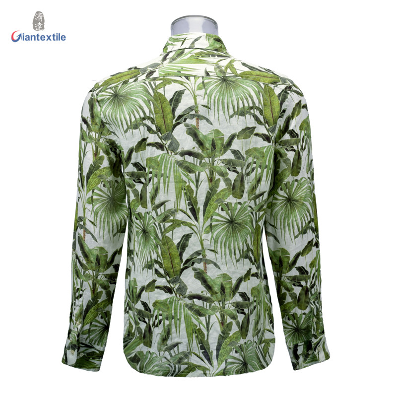 Men’s Shirt 100% Linen Long Sleeve Floral Printed Shirt For Men ...